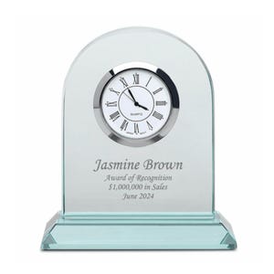 Jade Collection Personalized Dome Shaped Crystal Desk Clock