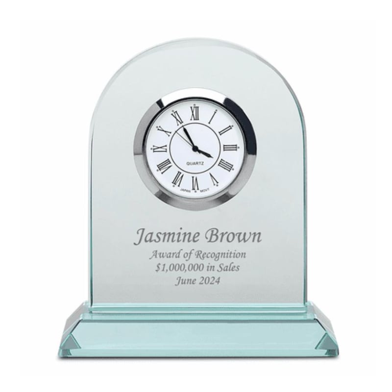 Executive Gift Shoppe Lawyer Personalized Crystal Clock - Arch Premier Design With Engraving - View #2