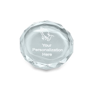 Personalized Crystal Paper Weight with Praying Hands Motif - Engraved Glass Paper Weight - Personalized Luxury Round Crystal Paper Weight