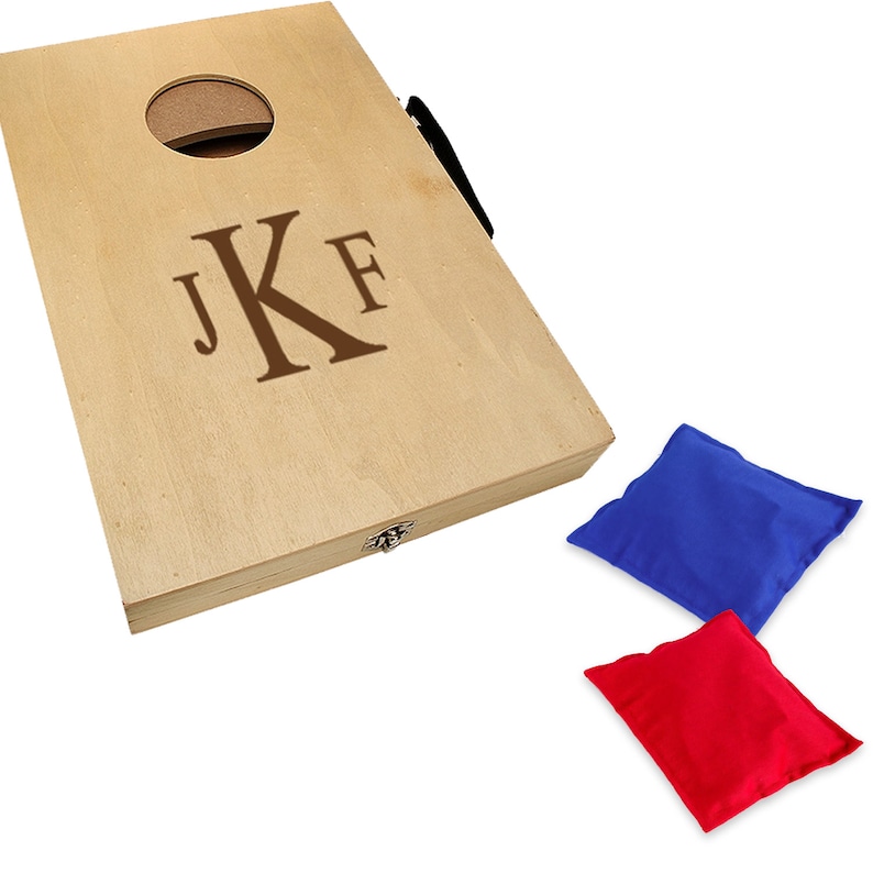 Roman Monogram Mini Cornhole Game Personalized Bean Bag Toss Game Set
