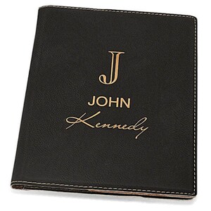 Nombre completo Monogram Black Leatherette Mini Portfolio - Personalización gratuita