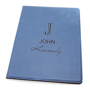 Nombre completo Monogram Navy Blue Leatherette Portfolio - Personalización gratuita