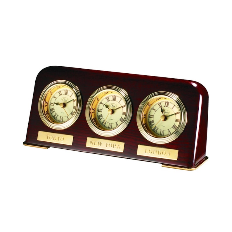 Personalized Multi Time Zone Desk Clock Customized Tabletop Etsy