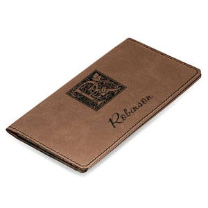 Monograma inicial Cubierta de chequera marrón oscuro - Personalización gratuita