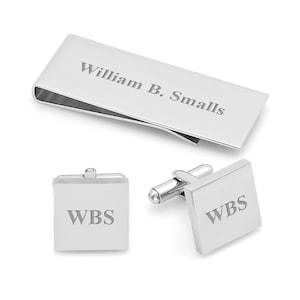 Streamline Collection Grabado Dinero Clip & Cufflinks Juego de Regalos - Clip de Dinero Personalizado y Conjunto de Cufflinks - Juego único de Cip de Dinero para él
