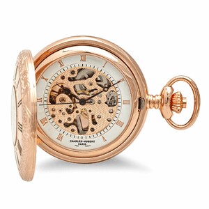 Rose Gold Mechanical Charles Hubert Pocket Watch & Chain #3806