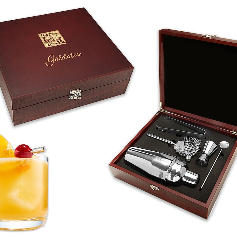 Personalized Barware Set Custom Last Name Monogram Cocktail Etsy