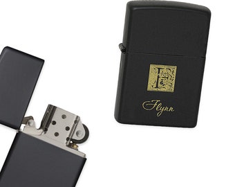 Last Name Monogram Black Matte Zippo Lighter- Free Personalization