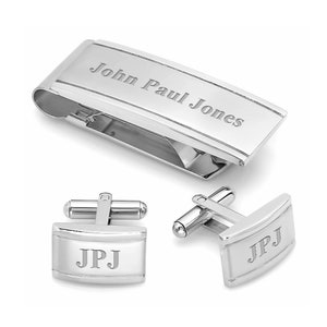 Clip de dinero grabado & Cufflinks conjunto de regalos - clip de dinero personalizado y gemelos conjunto - accesorios para hombres - regalo de los padrinos - regalo para él