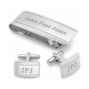 Engraved Money Clip & Cufflinks Gift Set - Personalized Money Clip and Cufflinks Set - Men's Accessories - Groomsmen Gift - Gift for Him