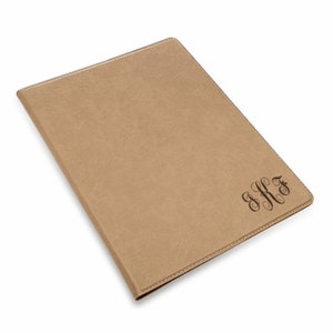 Tan Portfolio & Notebook con Script Monogram - Personalización gratuita