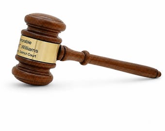 Personalized Wood Gavel With Engraved Gold Band - Wooden Judge's Gavel With Custom Personalization