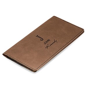 Nombre completo Monograma Dark Brown Checkbook Cover - Personalización gratuita