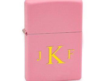 Roman Monogram Pink Matte Zippo Lighter- Free Personalization