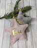 Personalised velvet star Christmas tree decorations. Christmas tree baubles. Personalised baubles. Personalised Xmas ornaments. 2021. 