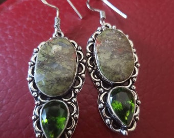 Green Jasper and Quartz Earrings!