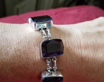 Rectangle Grape Purple Quartz Bracelet- fits up to 8.25 inches!