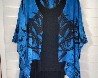 Celtic Batik Rayon Kimono Topper, Lagenlook Shrug