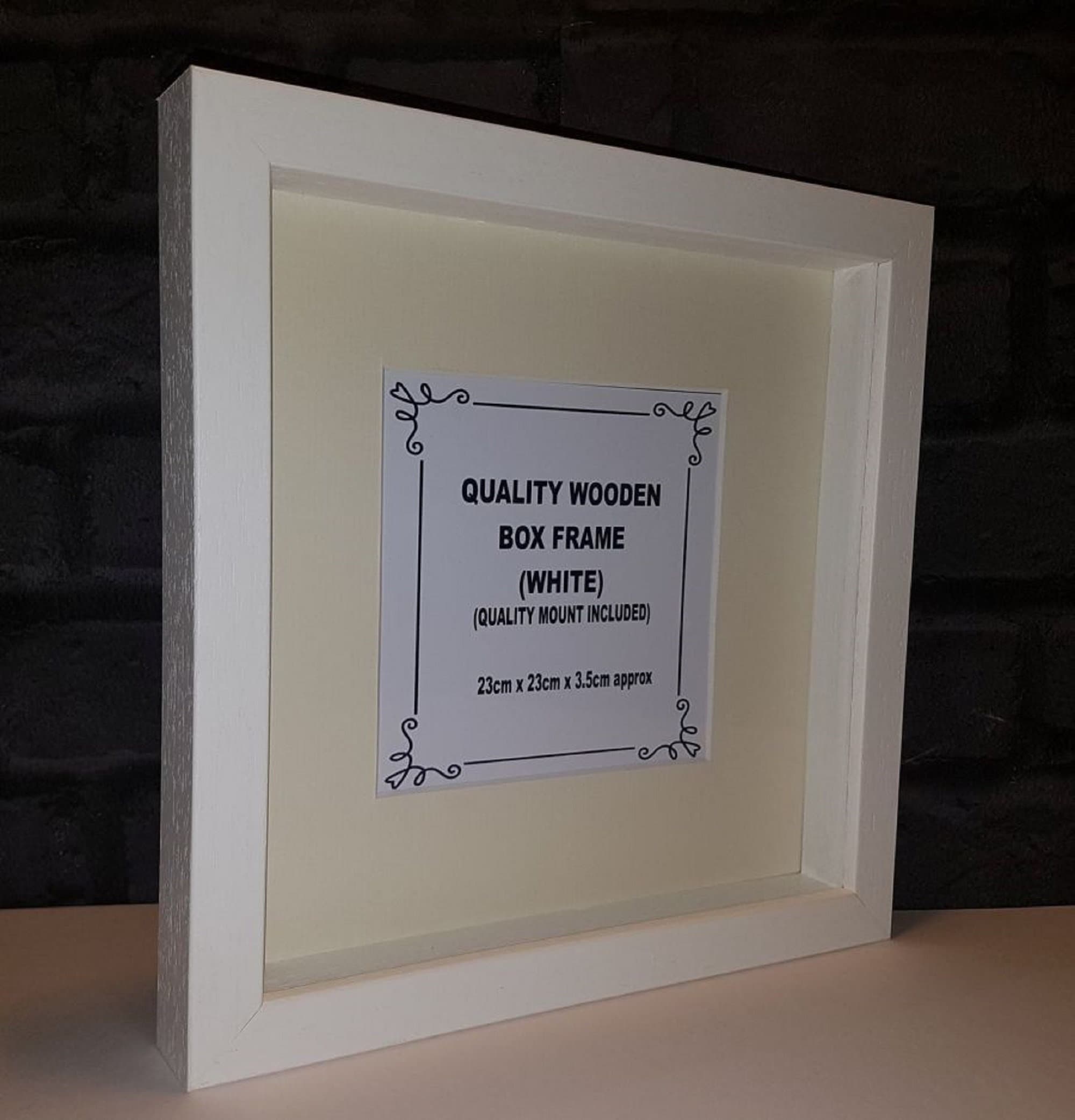 Shadow Box Frame White Wood Grain Choice of mount colour Etsy