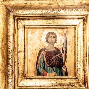 Gilded Framed Oil Painting Saint Ansanus Antique Style