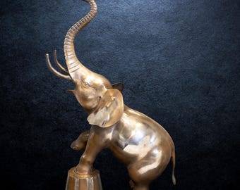 Large Brass Elephant Statue Doorstop 15" X 19"