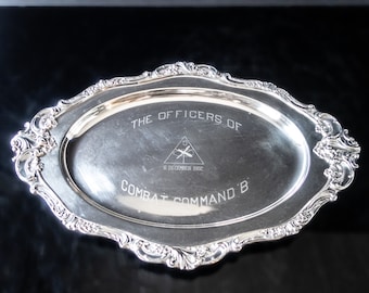 Baroque By Wallace Silver Plate Tray 5th Armored Division 1952