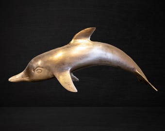 Vintage Brass Dolphin Fish Sculpture Statue 10"