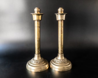 Antique Brass Altar Candle Holders Spring Loaded Church Candles