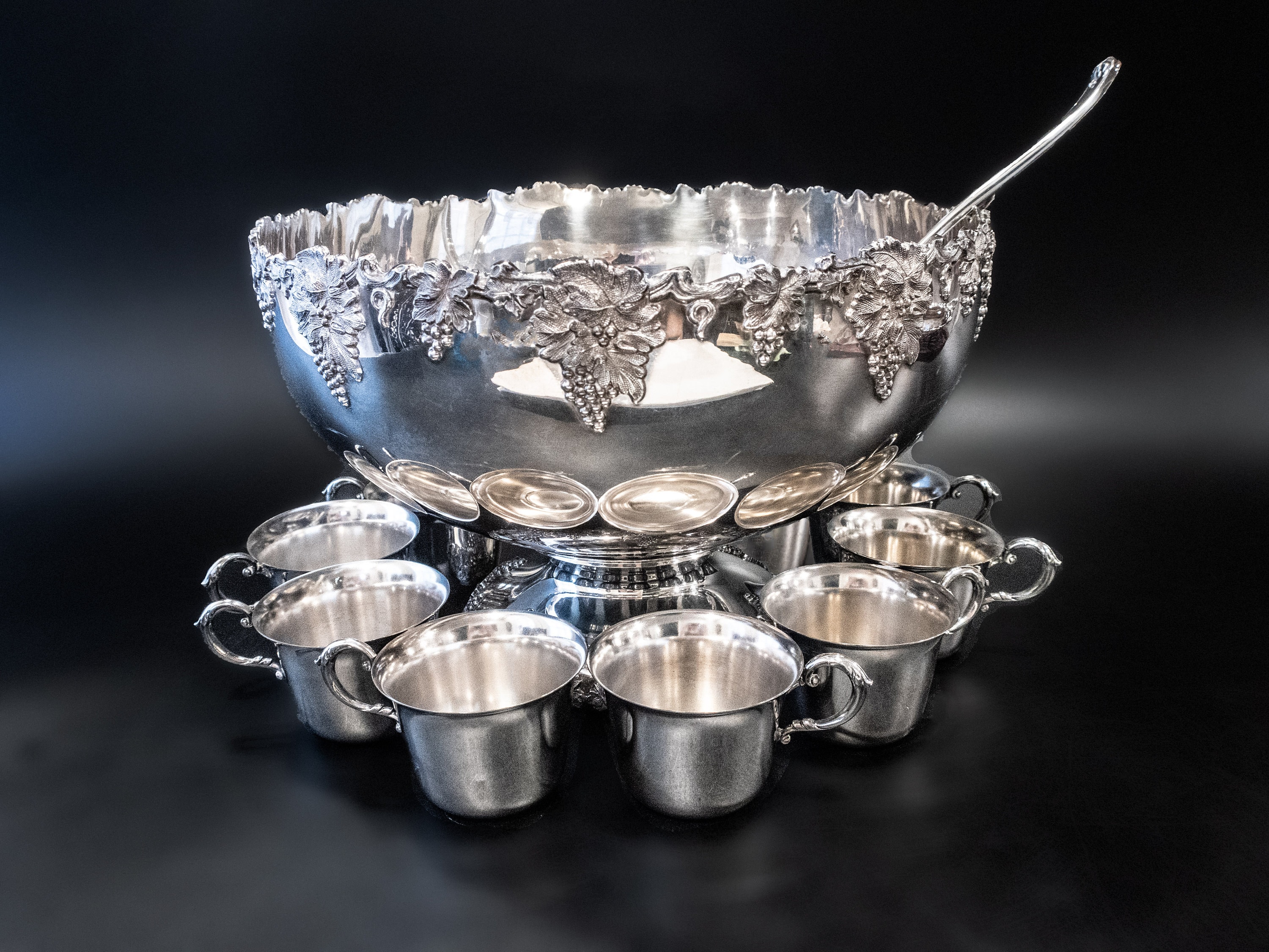 Silver plated punch bowl set sale