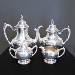 Försilvrad kaffe- och teservis Sea Crest Oneida 4-delat vintageset