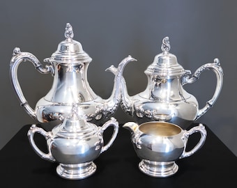 Silverplate Coffee And Tea Service Sea Crest Oneida 4 Piece Vintage Set