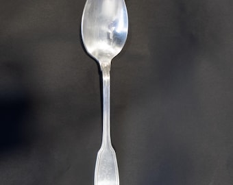 Vintage Hotel Style Silverplate Serving Spoon 8.5” Tablespoon Fiddle & Thread Pattern