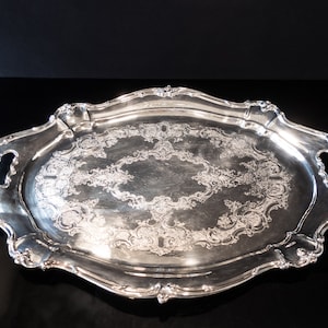 Vintage Silver Plate Oval Serving Tray Chantilly By Gorham