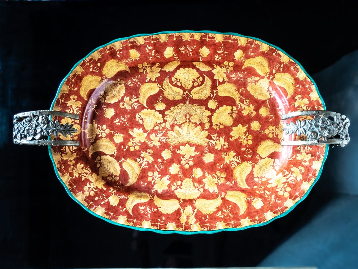 Mark Roberts Extra Large Porcelain and Bronze Platter Tray Etsy