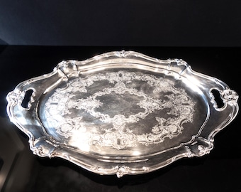 Vintage Silver Plate Oval Serving Tray Chantilly By Gorham