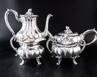 Vintage Silber Platte Tee Kaffee-Set Melon Heirloom