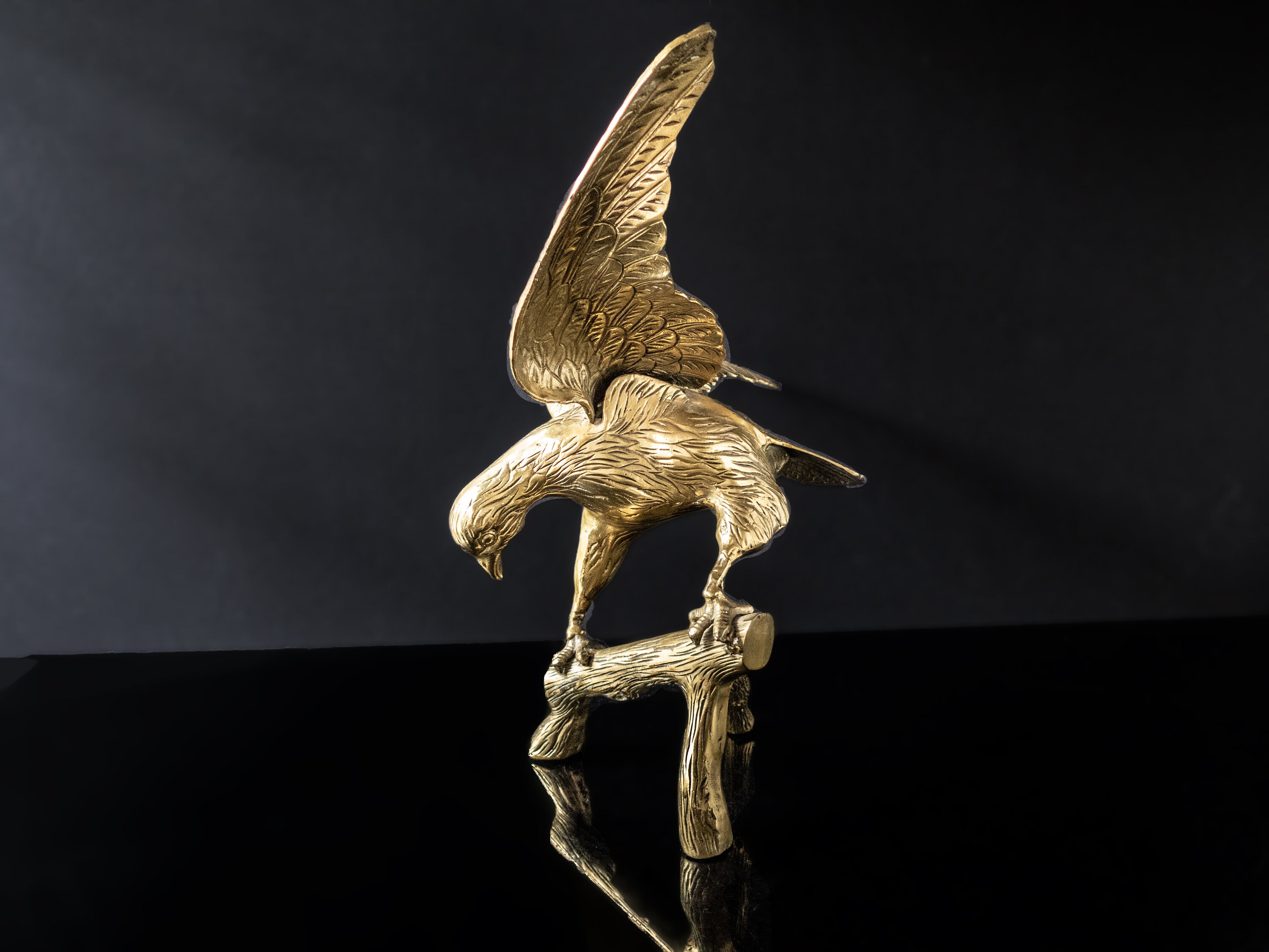 Vintage Brass Eagle On Branch Sculpture Statue Large 20 Etsy