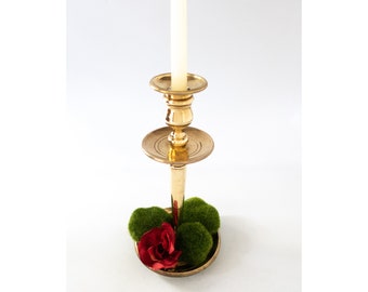 Vintage Maitland Smith Brass Candle Holder 12 Inch, Tiered Candlestick, Mantel Decor Centerpiece