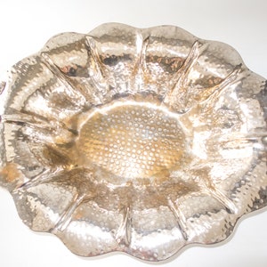 Vintage Silver Brass Centerpiece Bowl 22&quot; Ornate Oval Art Deco Art Nouveau