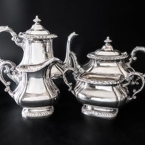 Vintage Silverplate Tea Set Coffee Service Gorham Shell And Gadroon