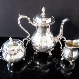 Vintage Silver Plate Tea Set Coffee Service Du Barry Floral Wilcox IS