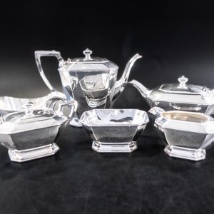 Art Deco Srebrny Zestaw do Herbaty Serwis Kawowy Wilcox IS