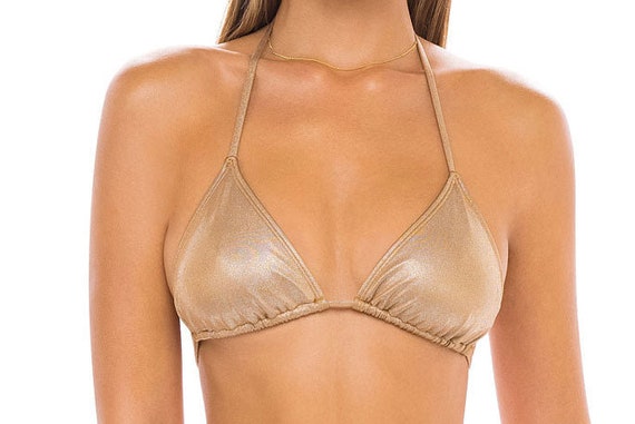 Gold Glitter Metallic Triangle Bikini Top Etsy UK
