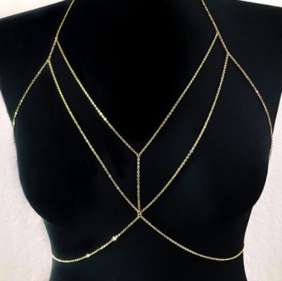 Layered Body Chain Bralette in Gold or Silver