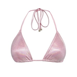 Pink Glitter Metallic Triangle Bikini Top - Etsy