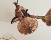 Turkish coffee pot with lid -100gr Turkish coffee FREE traditional Authentic Ottoman style dallah hand - engraved copper coffee pot
