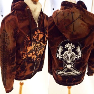Bleached Burned Gothic Occult Embroidered Hoodie DEADSTOCK