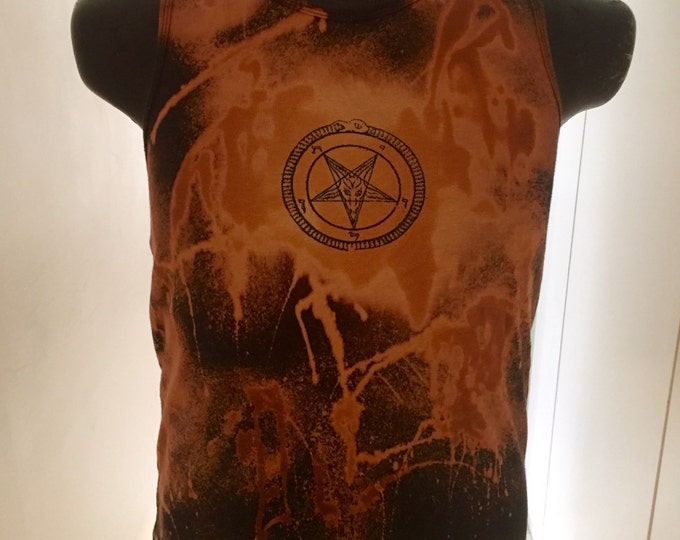 Satanic screen printed and bleached top