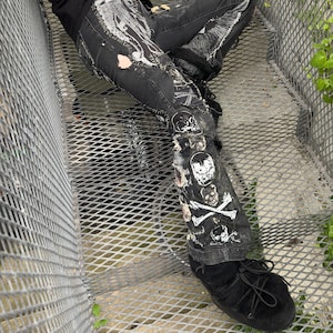 Born In Dust Custom Punk Denim Patch Distressed Jeans