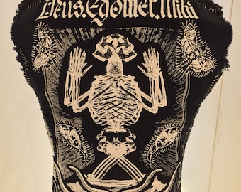 Custom Bleached Occult Zombie Acid-Washed Distressed Vest made to order